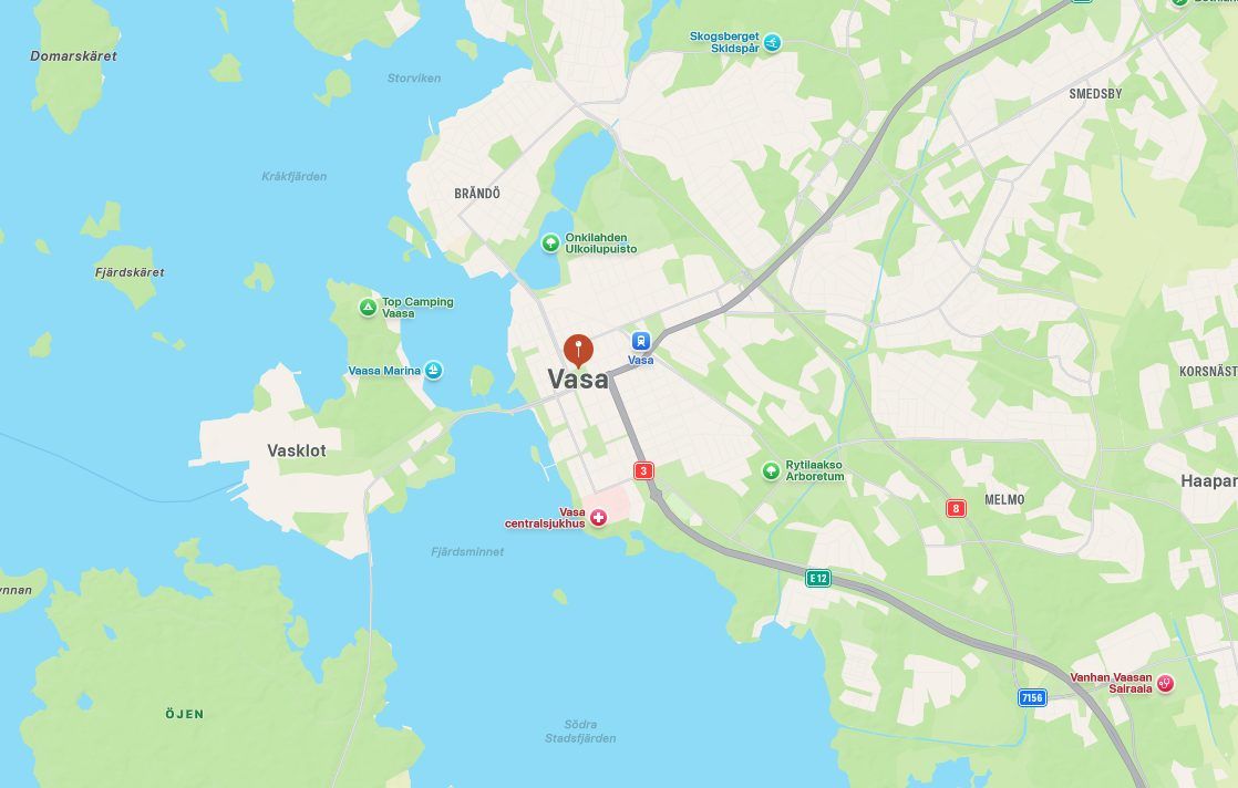 Karta över Vasa centrum